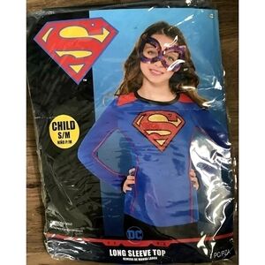 NWT DC Supergirl Halloween Costume Long Sleeve Top Ages 8-10 Girl Child NEW